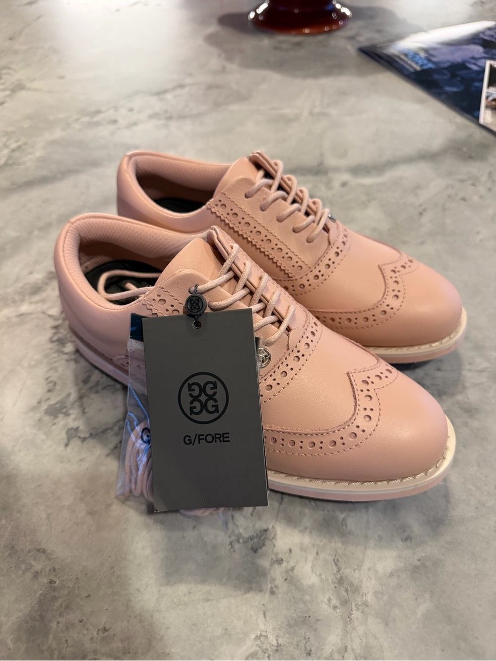 G/FORE Powder Pink Wingtip Golf Flats